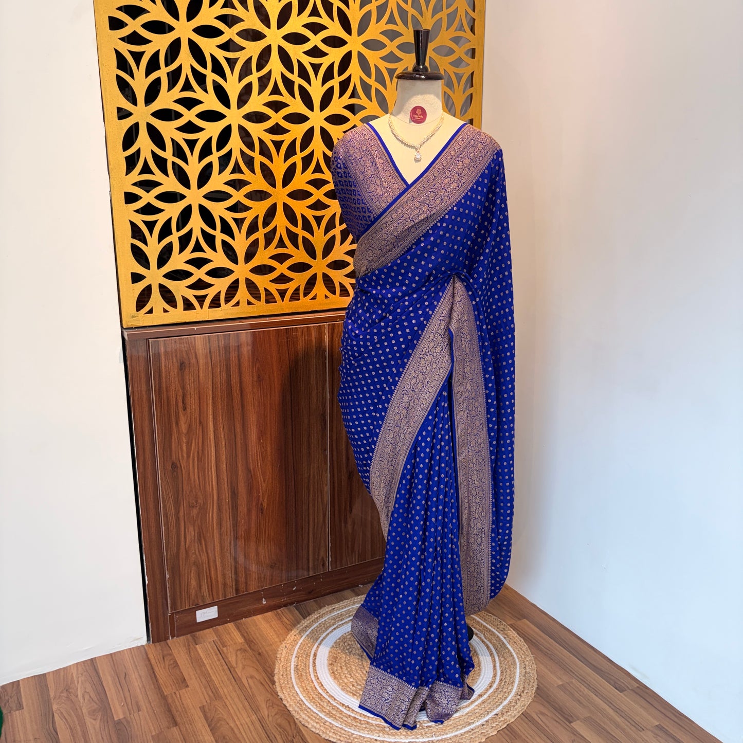 Royal Blue Banarasi Pure Crepe Saree