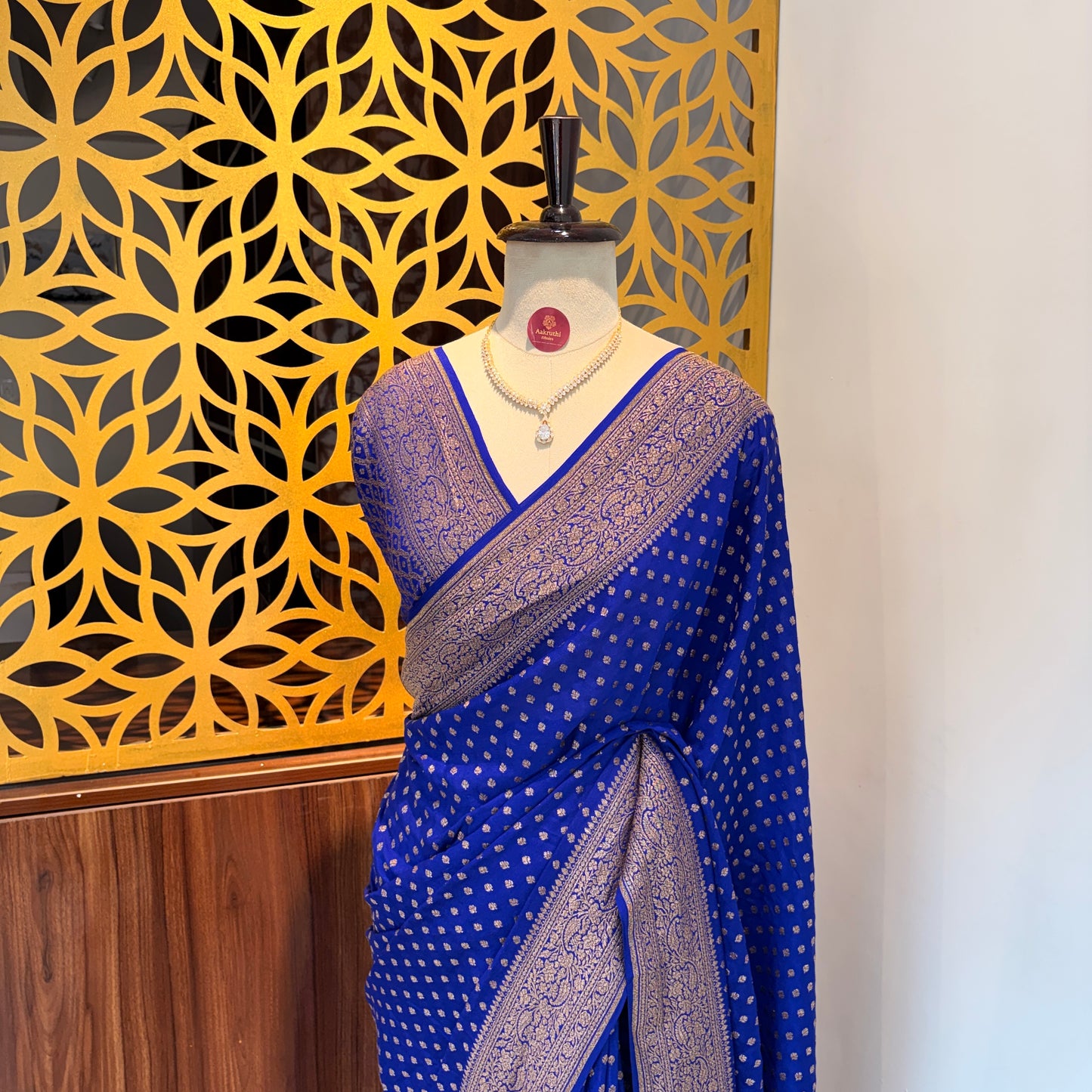 Royal Blue Banarasi Pure Crepe Saree