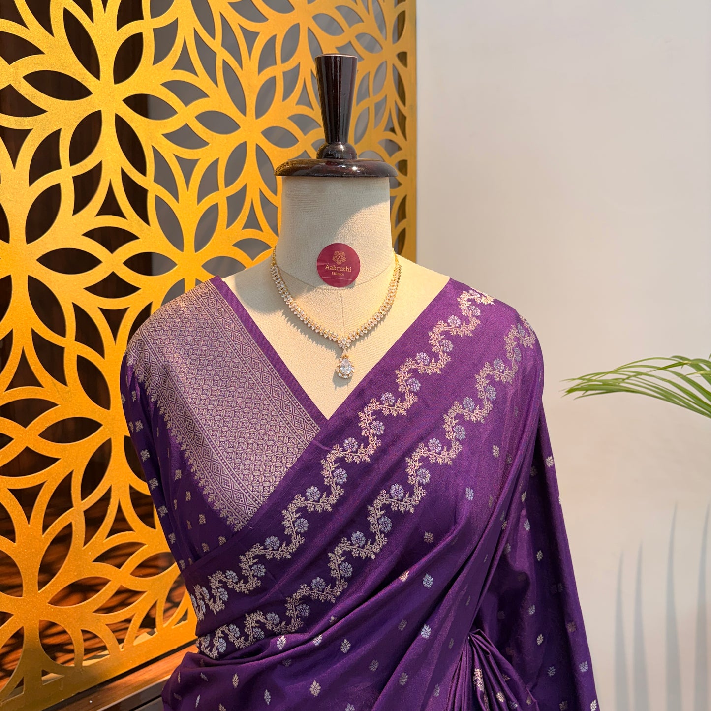 Purple Semi Raw Mango Banarasi Saree