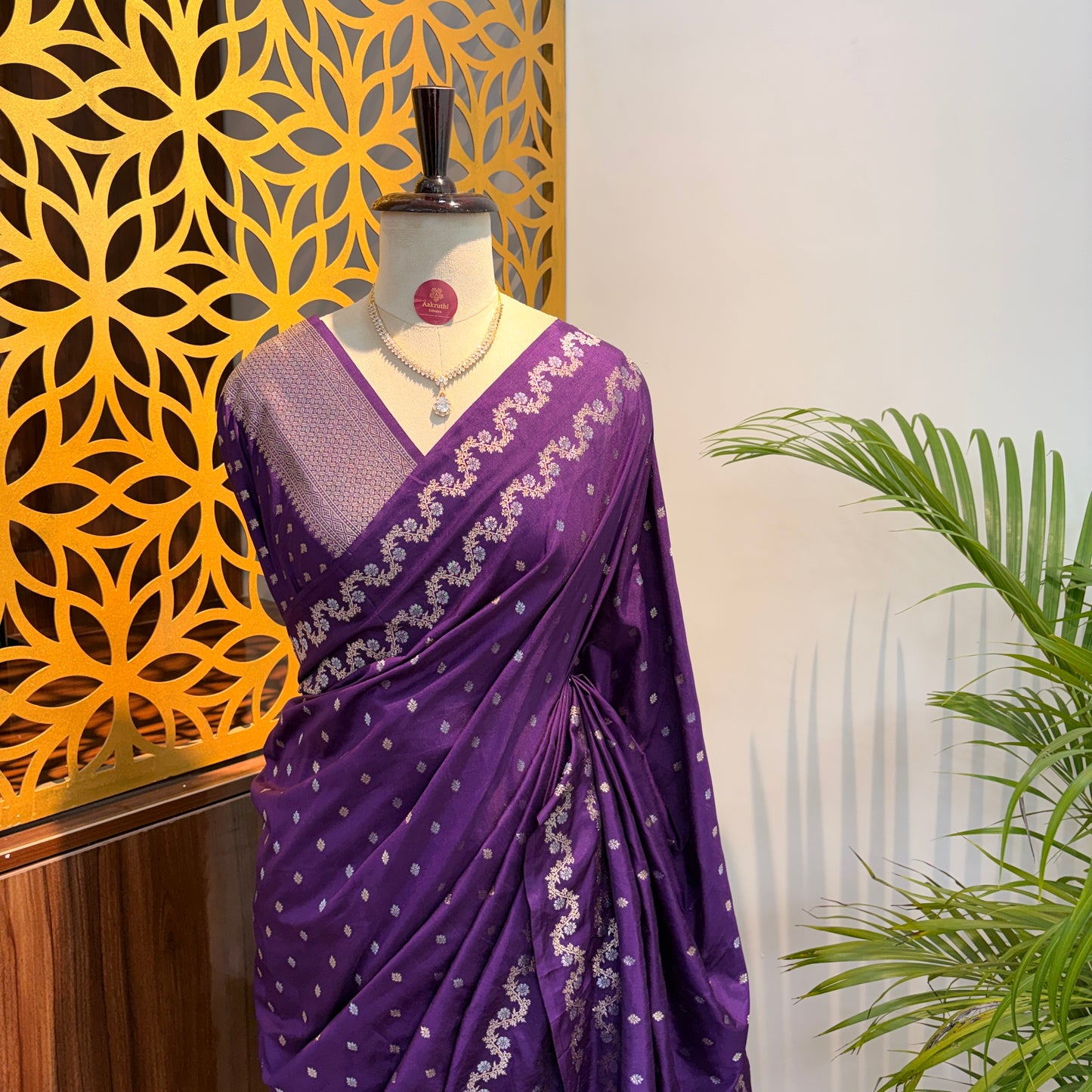 Purple Semi Raw Mango Banarasi Saree