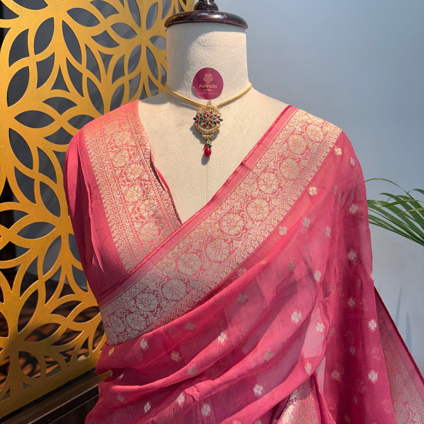 Pink Semi Khaddi Georgette Saree