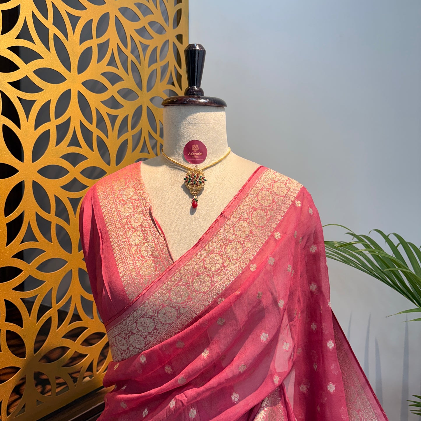 Pink Semi Khaddi Georgette Saree