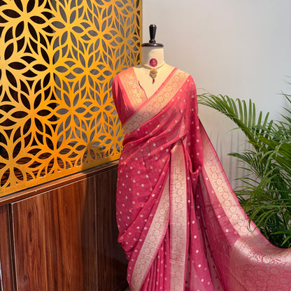 Pink Semi Khaddi Georgette Saree