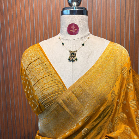 Yellow Semi Chinon Georgette Banarasi Saree