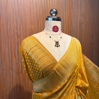 Yellow Semi Chinon Georgette Banarasi Saree