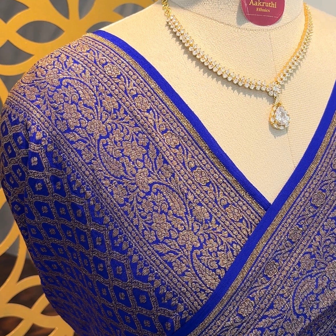 Royal Blue Banarasi Pure Crepe Saree
