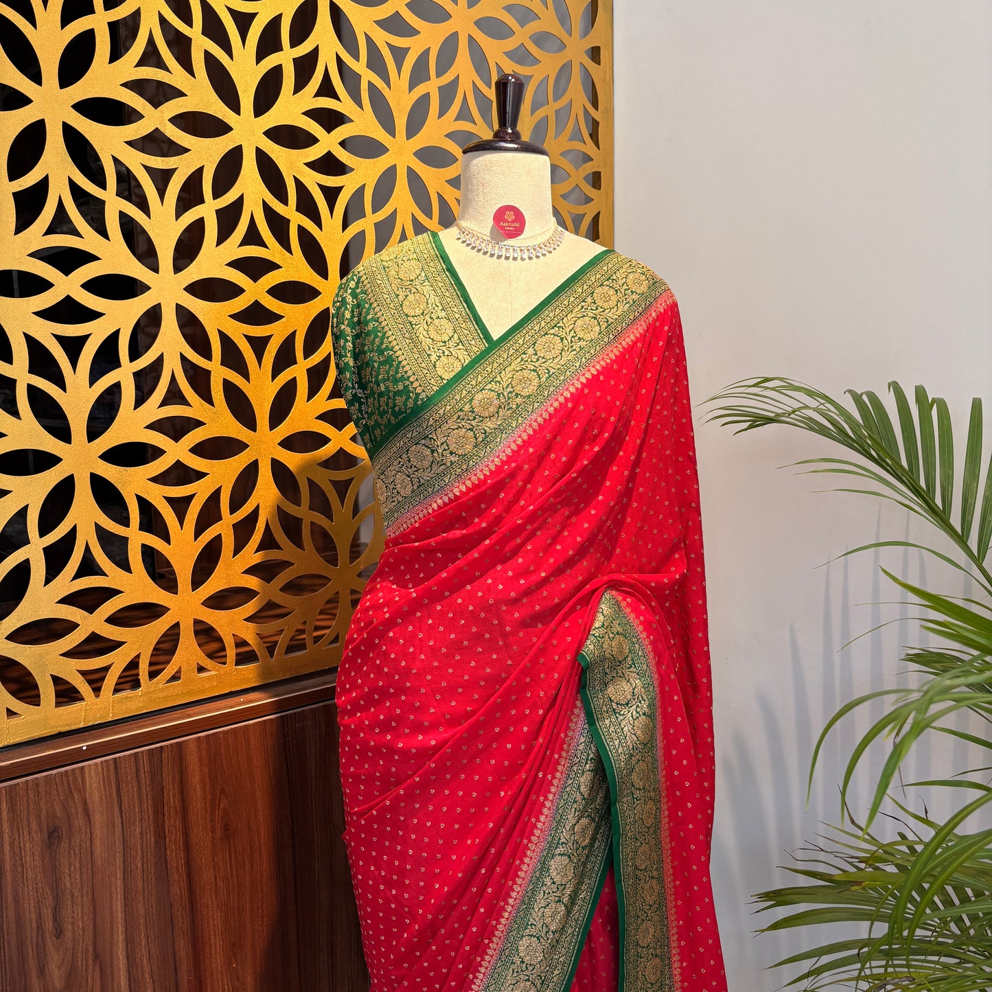 Red Banarasi Pure Crepe Saree