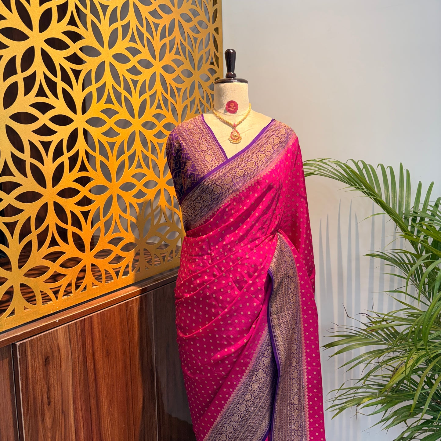 Pink Banarasi Pure Crepe Saree