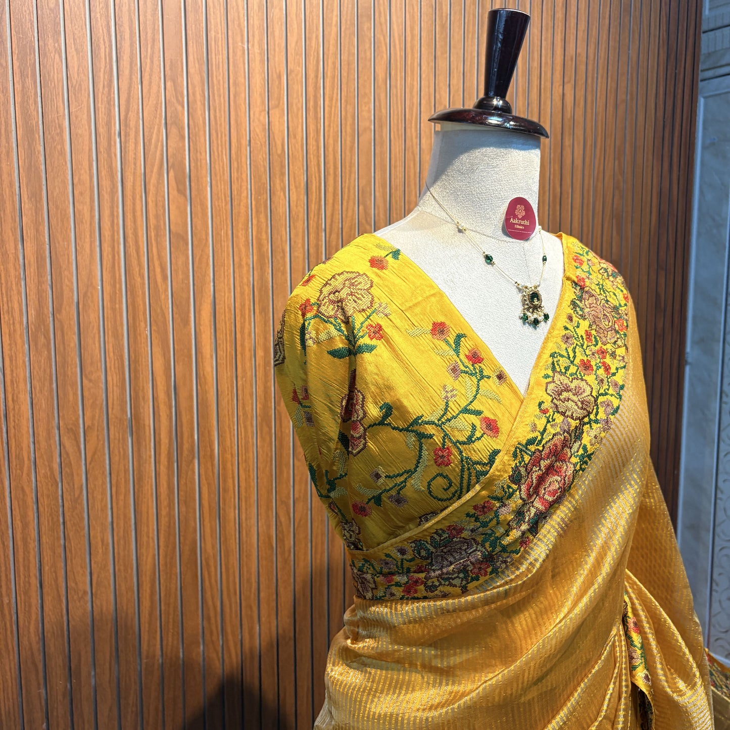 Yellow Pure Tissue Embroidered Saree