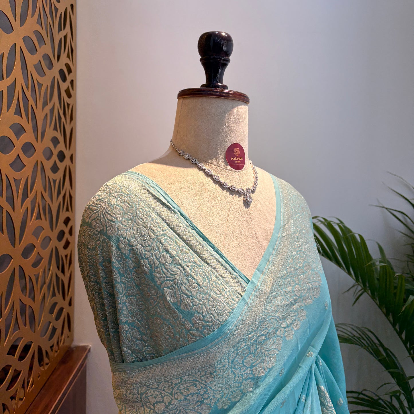Pastel Blue Pure Khaddi Georgette Banarasi Saree