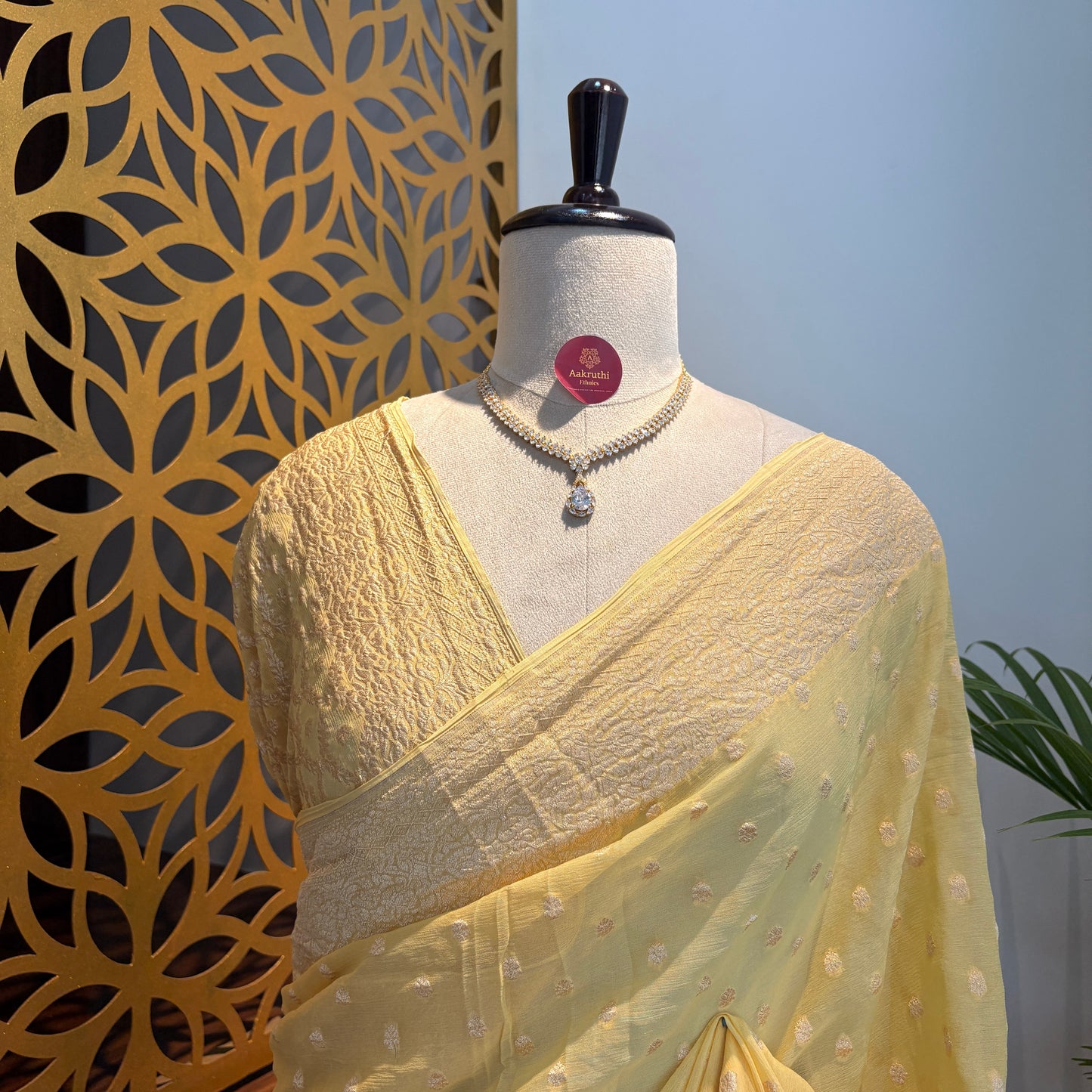 Butter Yellow Pure Khaddi Georgette Banarasi Saree