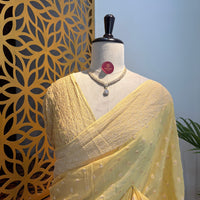 Butter Yellow Pure Khaddi Georgette Banarasi Saree