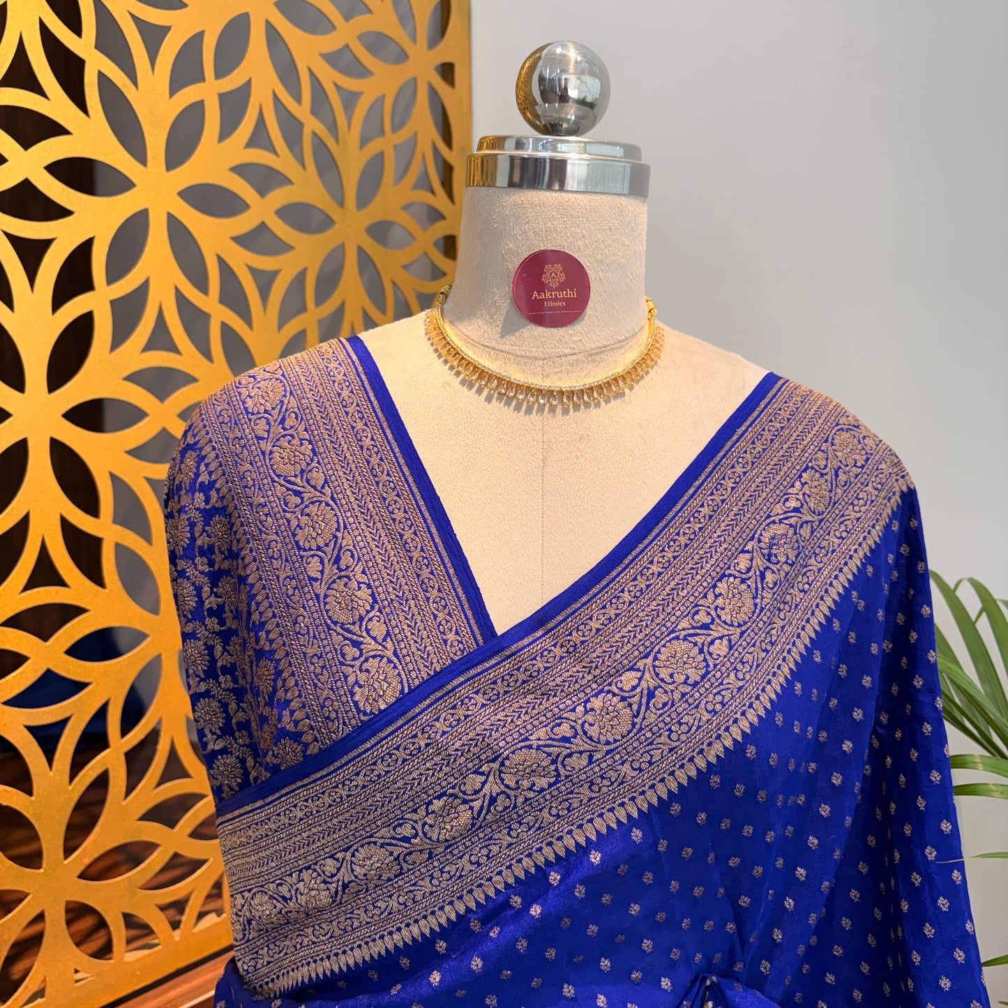 Royal Blue Banarasi Pure Crepe Saree