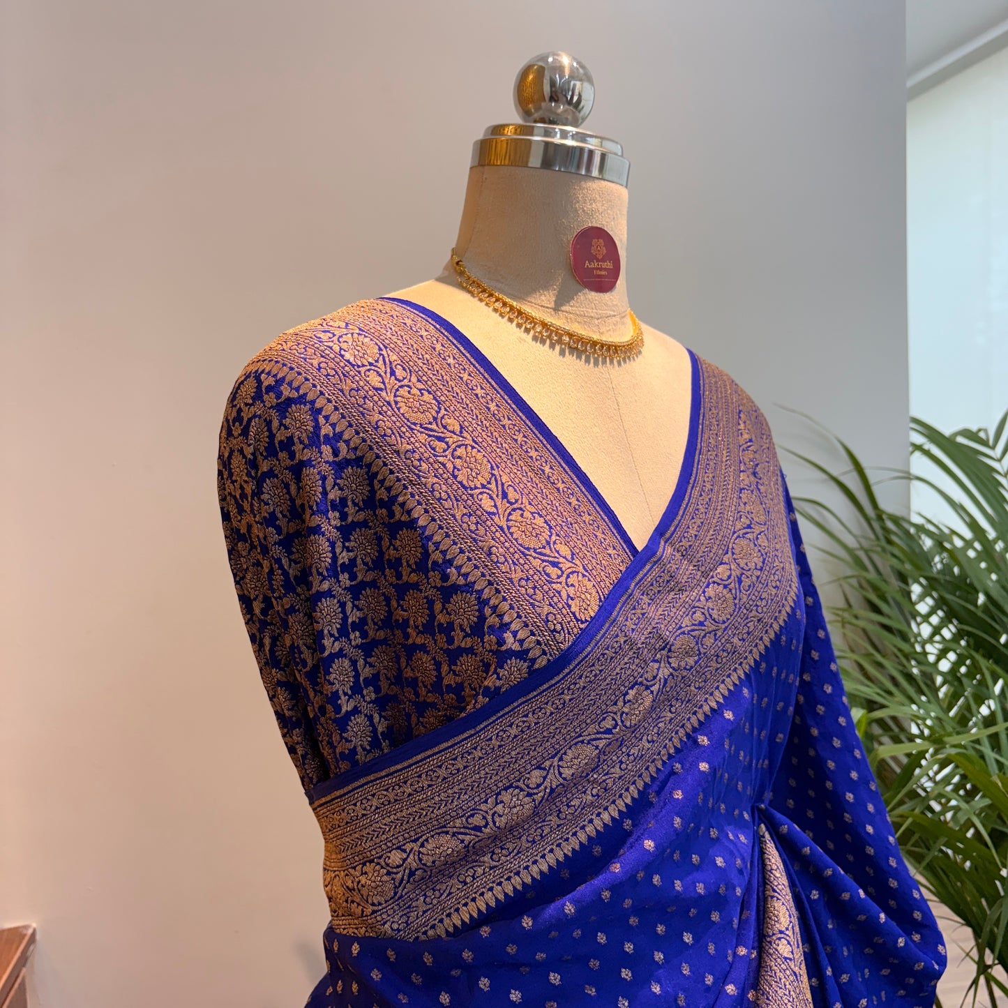 Royal Blue Banarasi Pure Crepe Saree