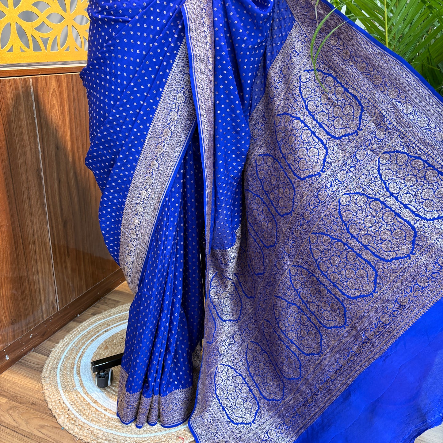 Royal Blue Banarasi Pure Crepe Saree