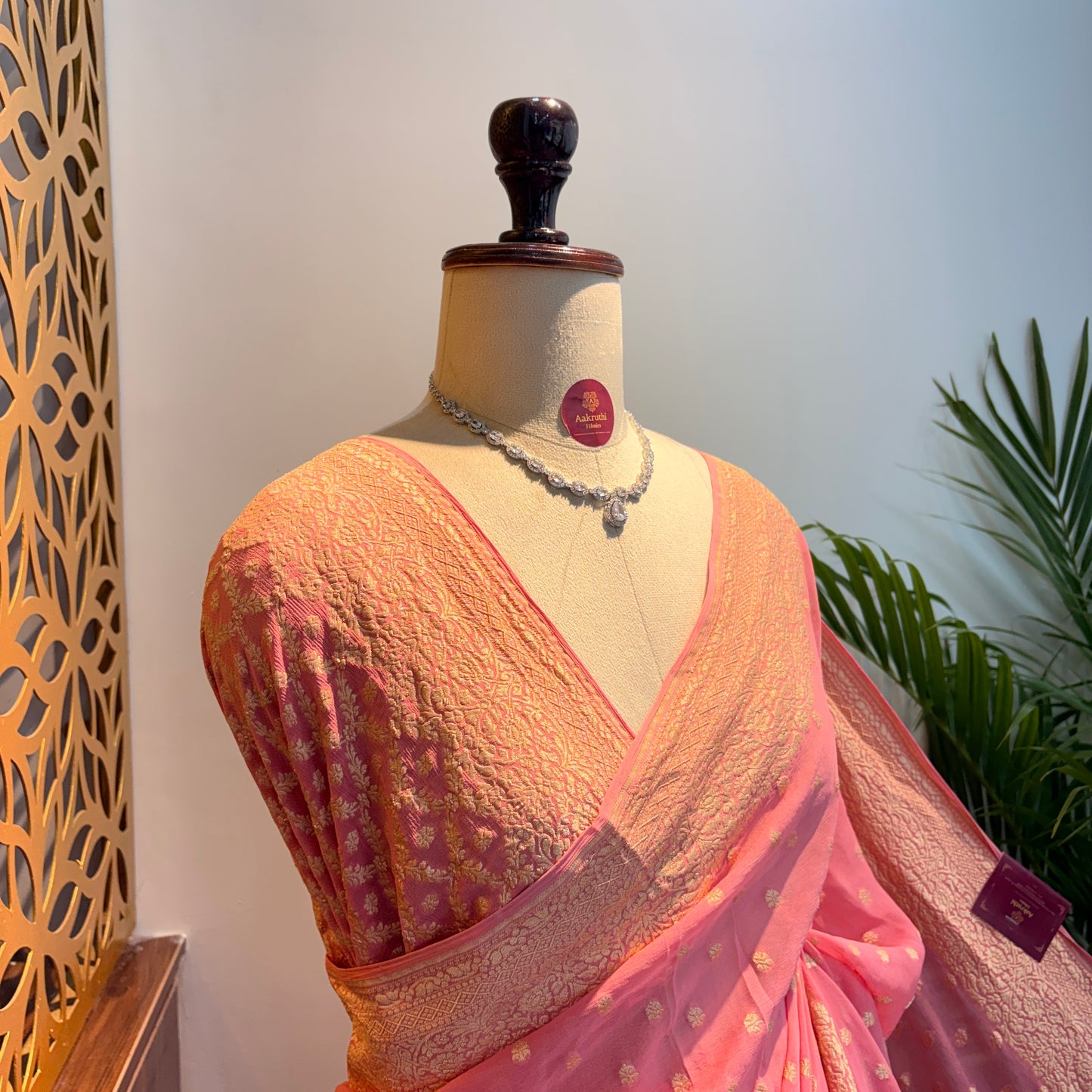 Pastel Pink Pure Khaddi Georgette Banarasi Saree