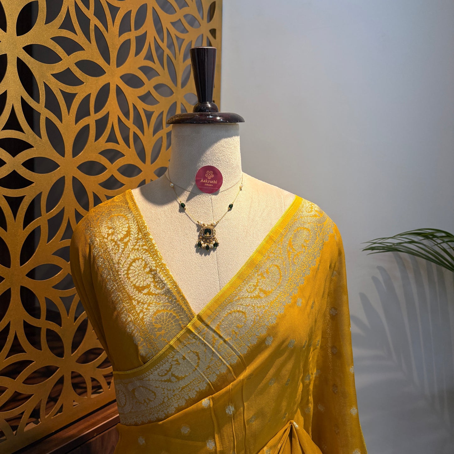 Yellow Semi Khaddi Georgette Saree