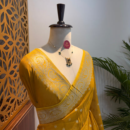 Yellow Semi Khaddi Georgette Saree