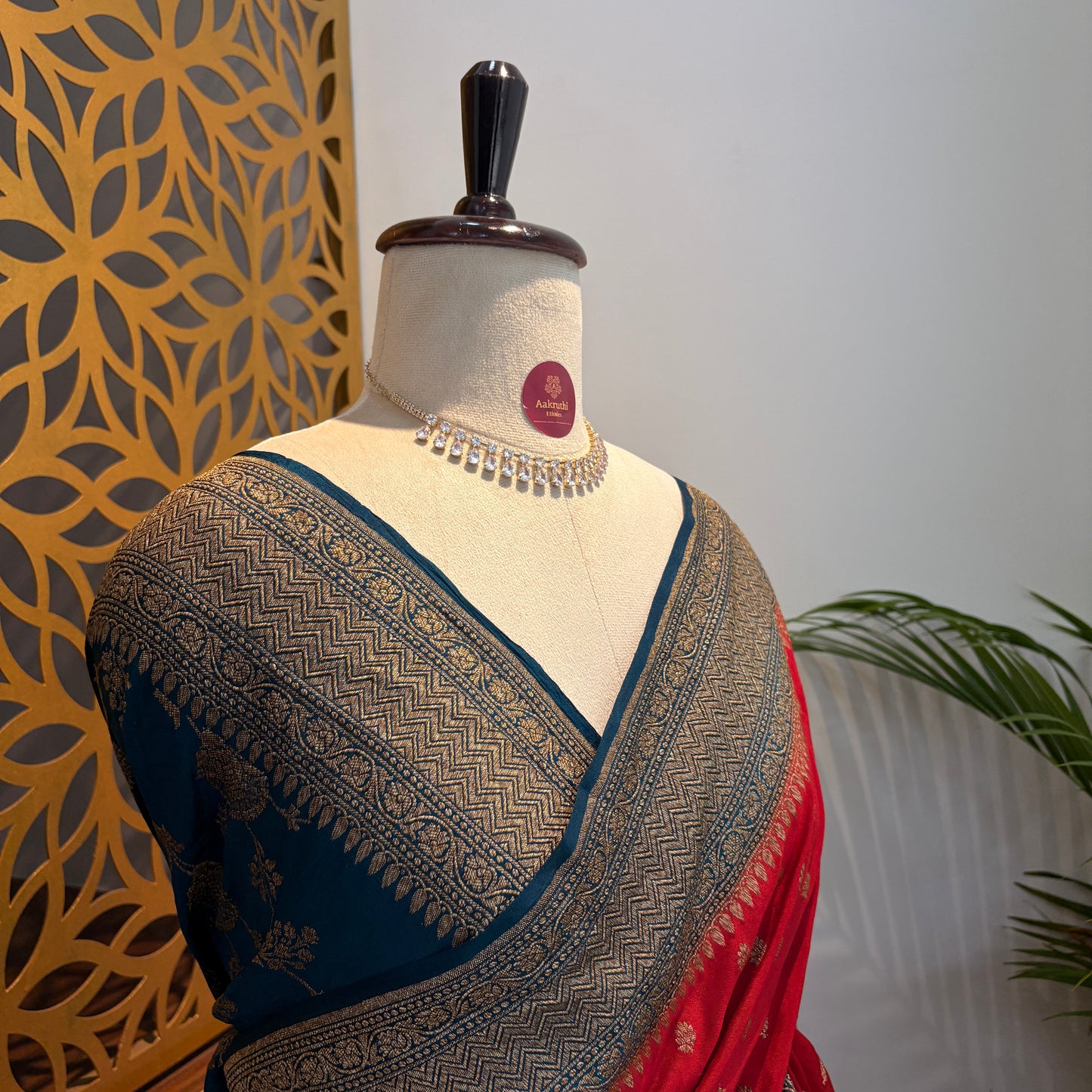 Red Banarasi Pure Crepe Saree