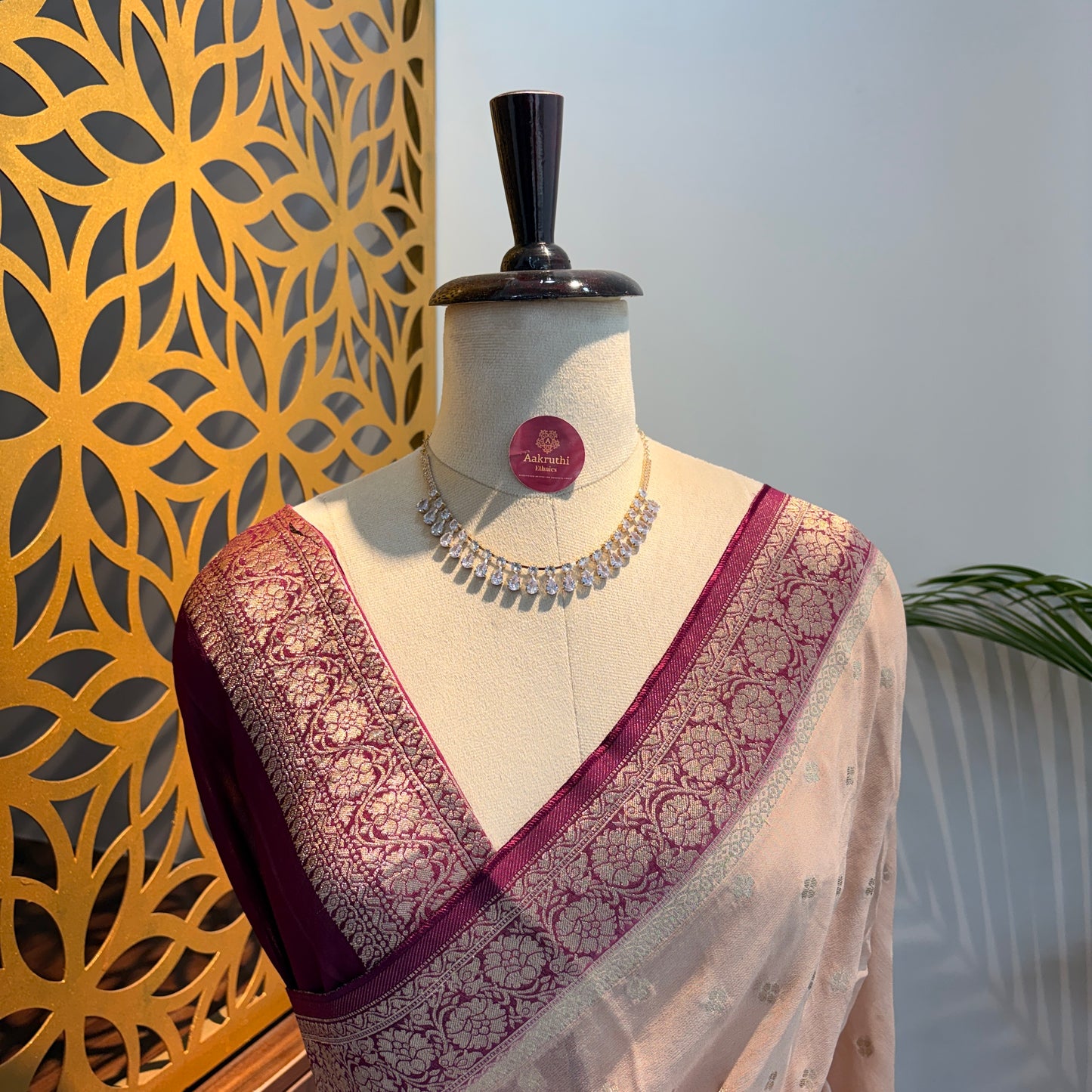 Blush Pink Semi Khaddi Georgette Saree