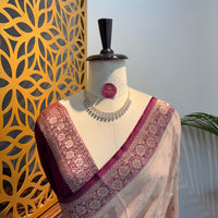 Blush Pink Semi Khaddi Georgette Saree