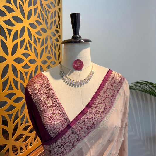 Blush Pink Semi Khaddi Georgette Saree