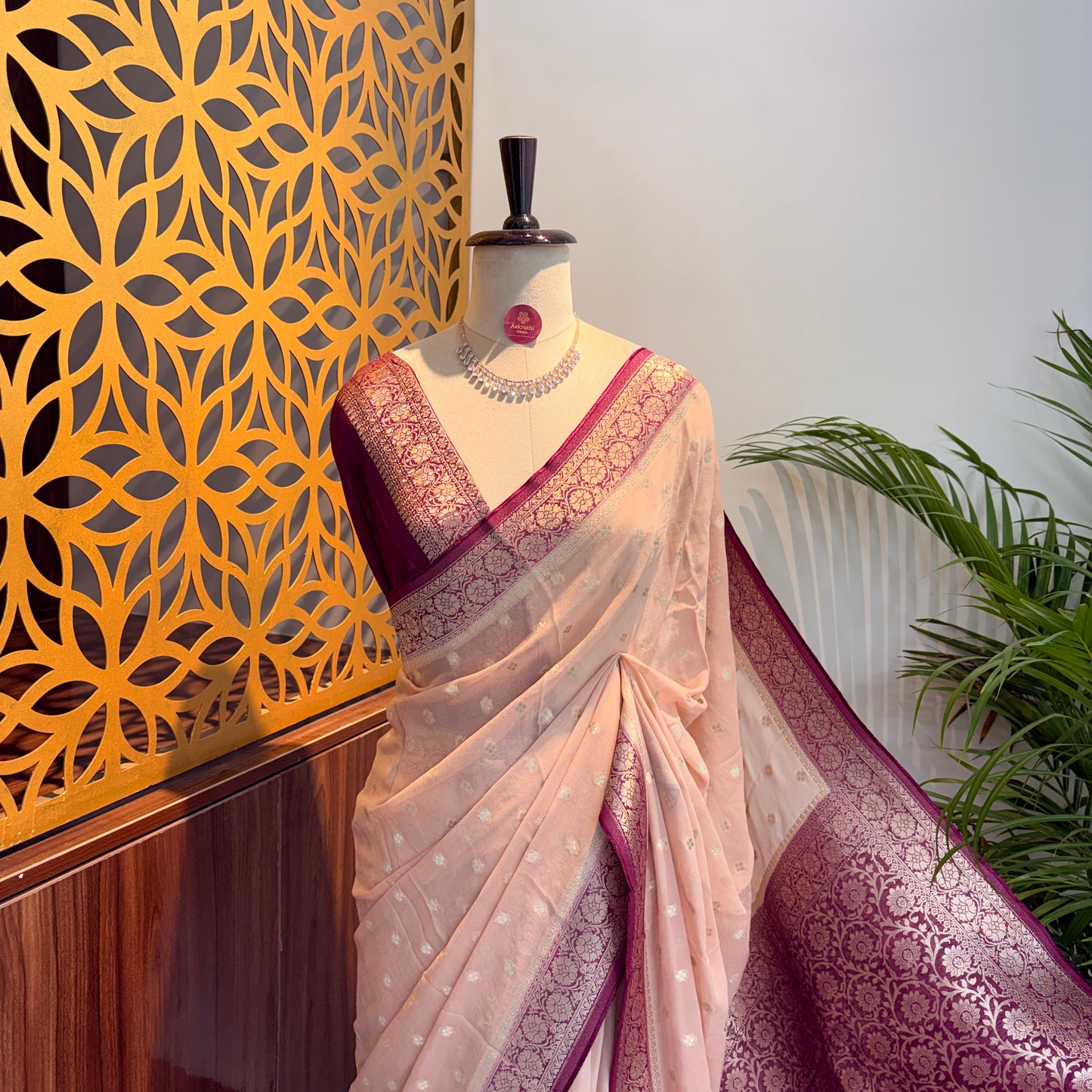 Blush Pink Semi Khaddi Georgette Saree
