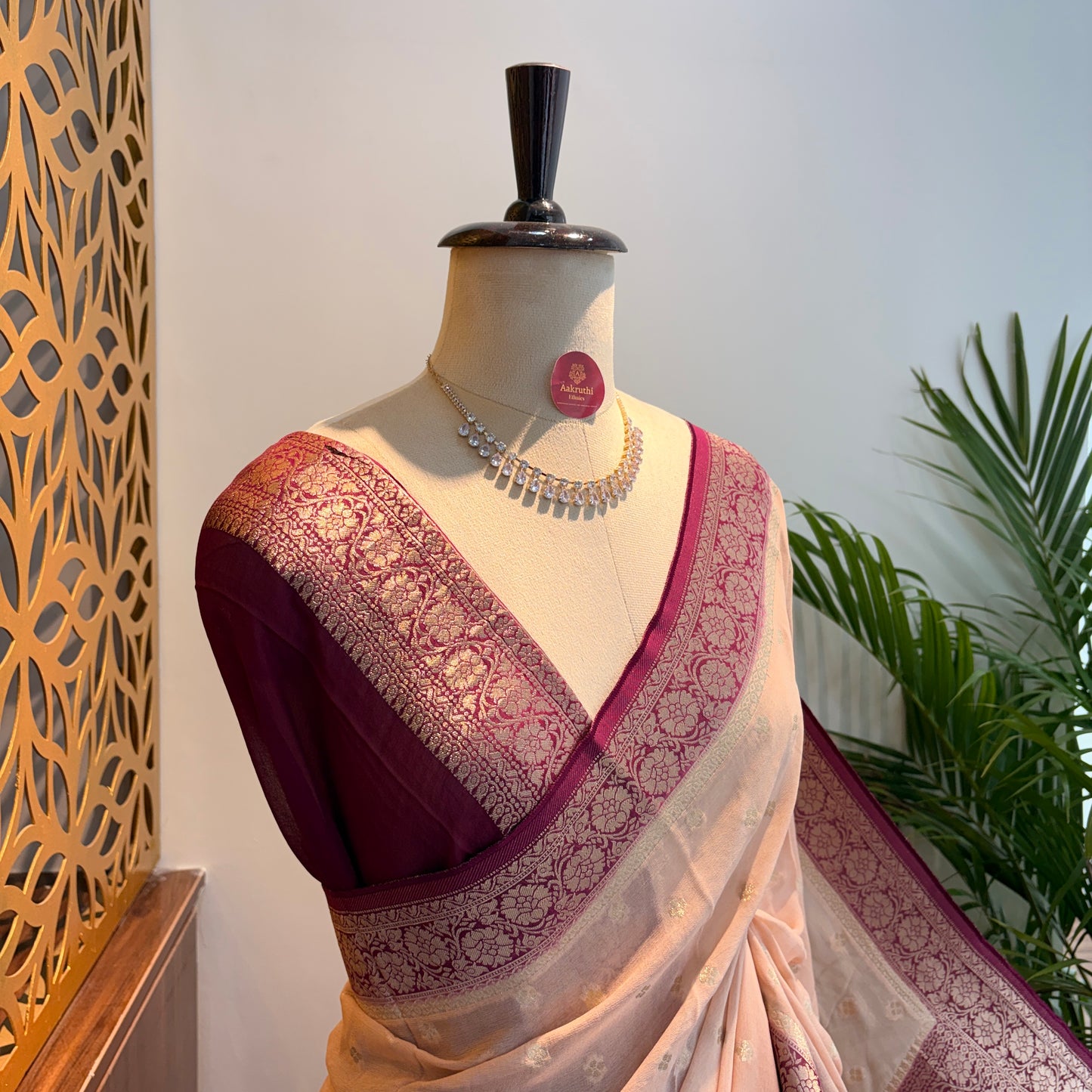Blush Pink Semi Khaddi Georgette Saree
