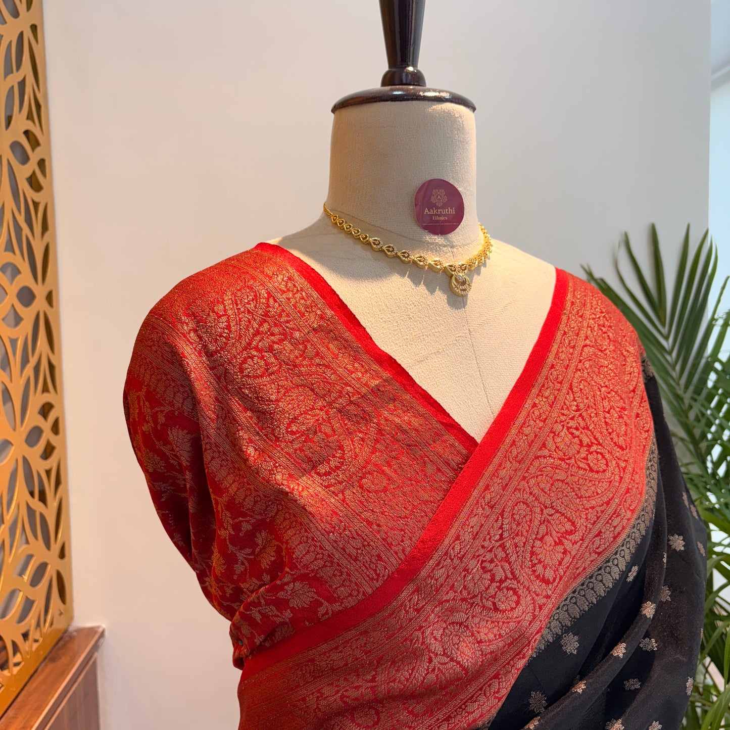 Black Cotton Silk Semi Banarasi Saree