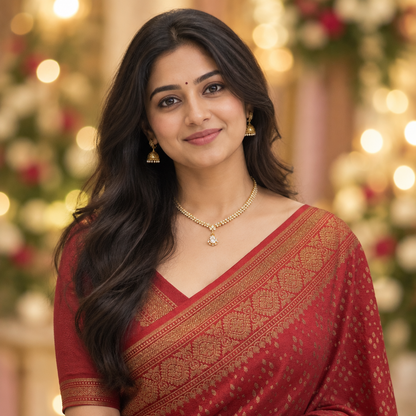 Maroon Crepe Georgette Semi Banarasi Saree