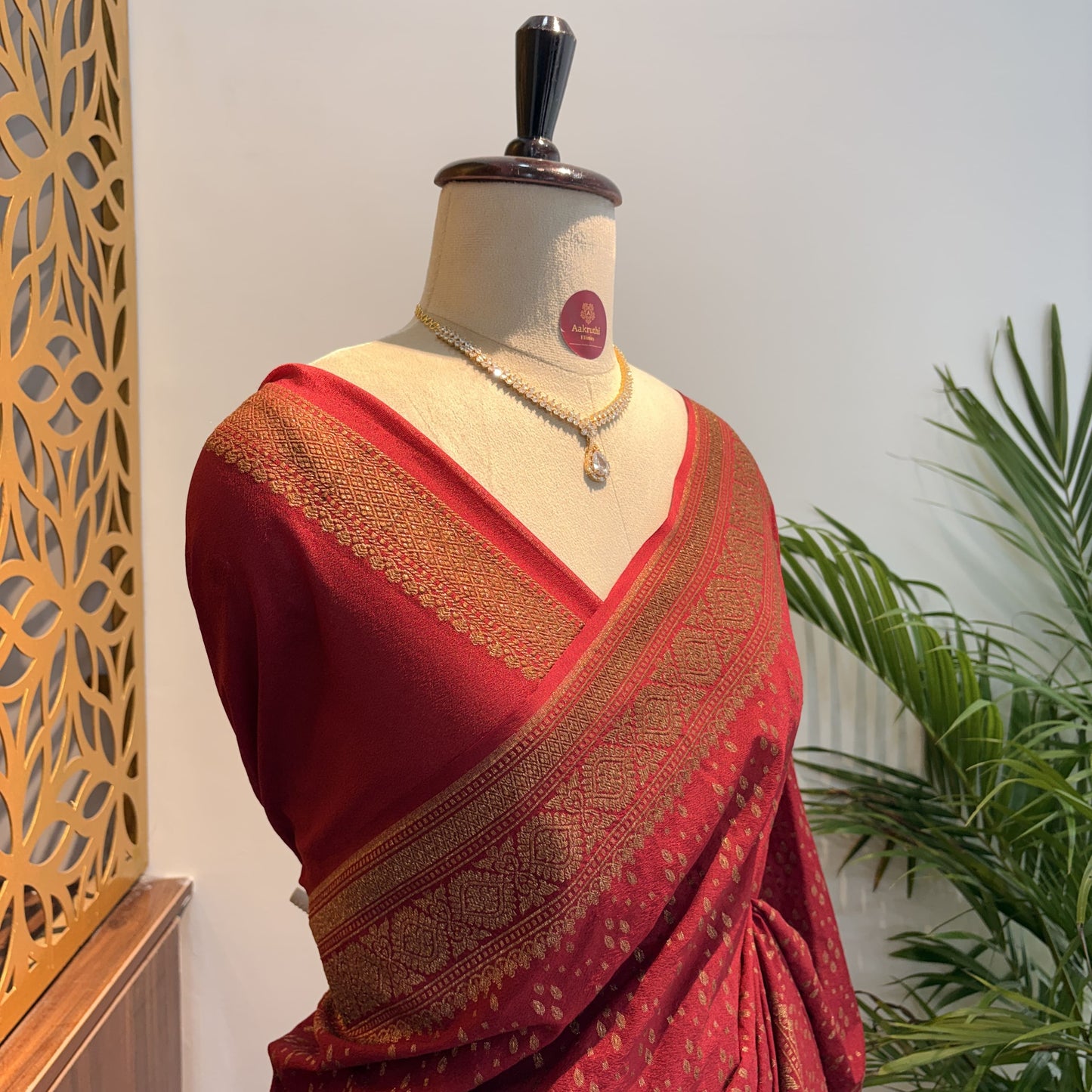 Maroon Crepe Georgette Semi Banarasi Saree