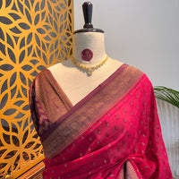 Pink Crepe Georgette Semi Banarasi Saree