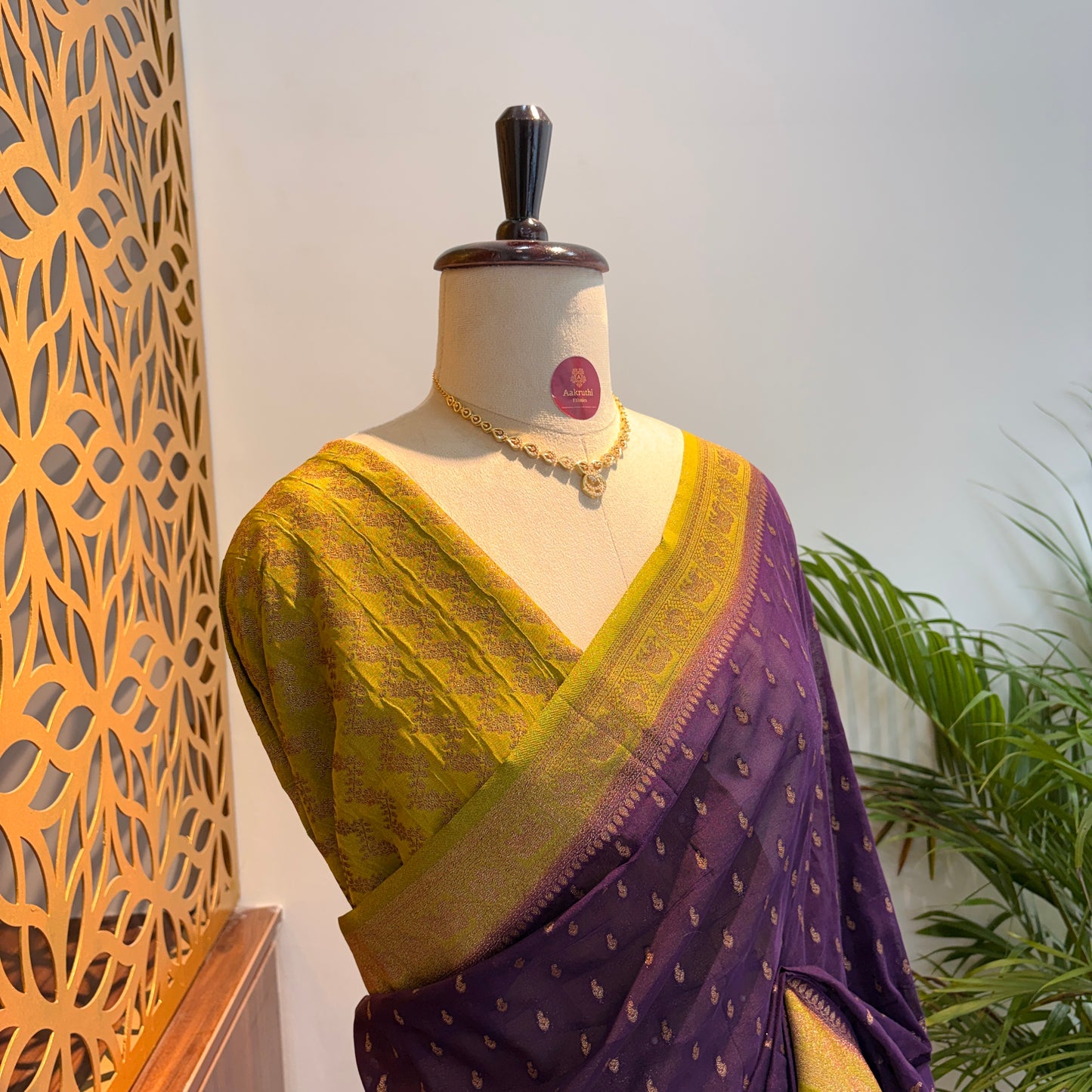 Purple Crepe Georgette Semi Banarasi Saree