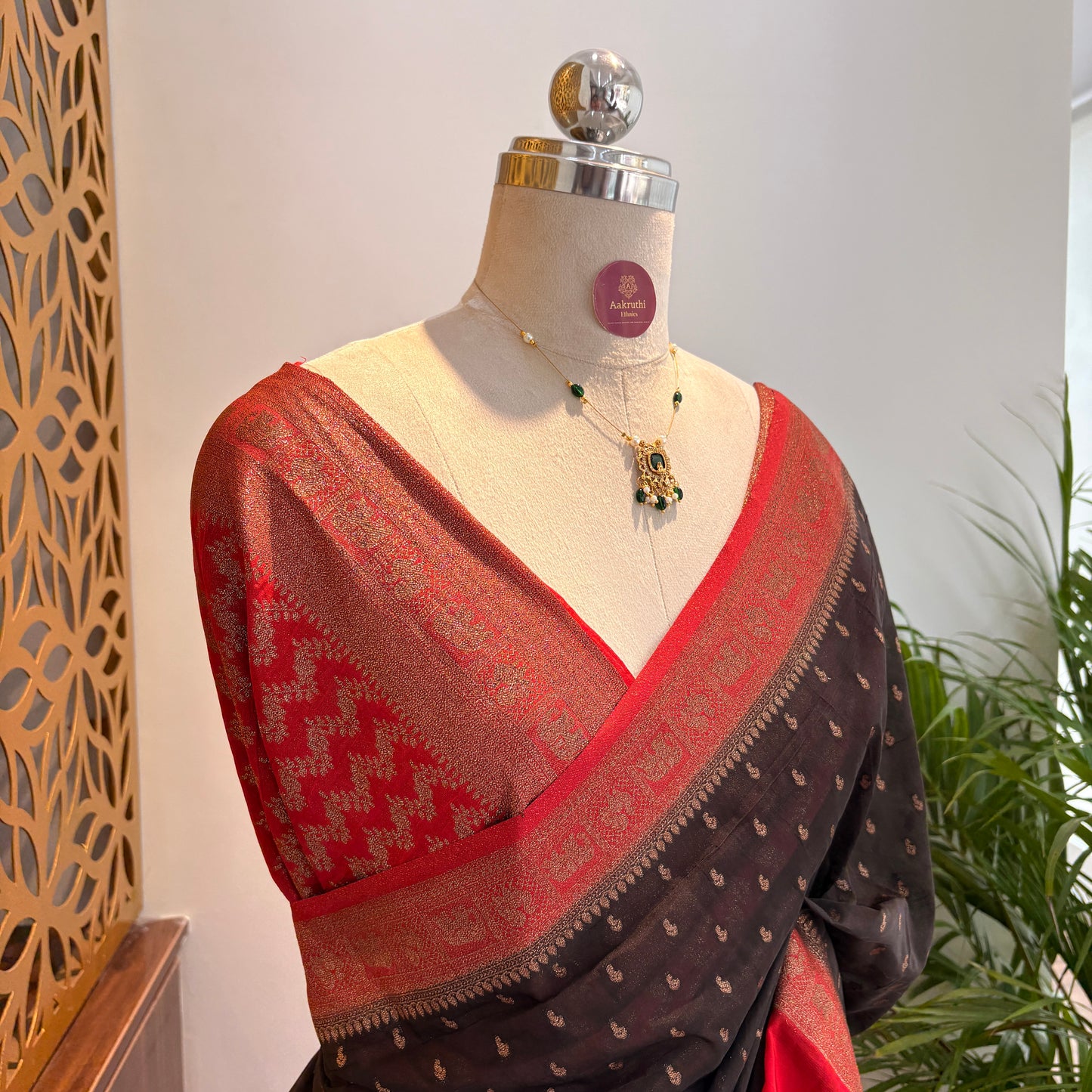 Black Crepe Georgette Semi Banarasi Saree