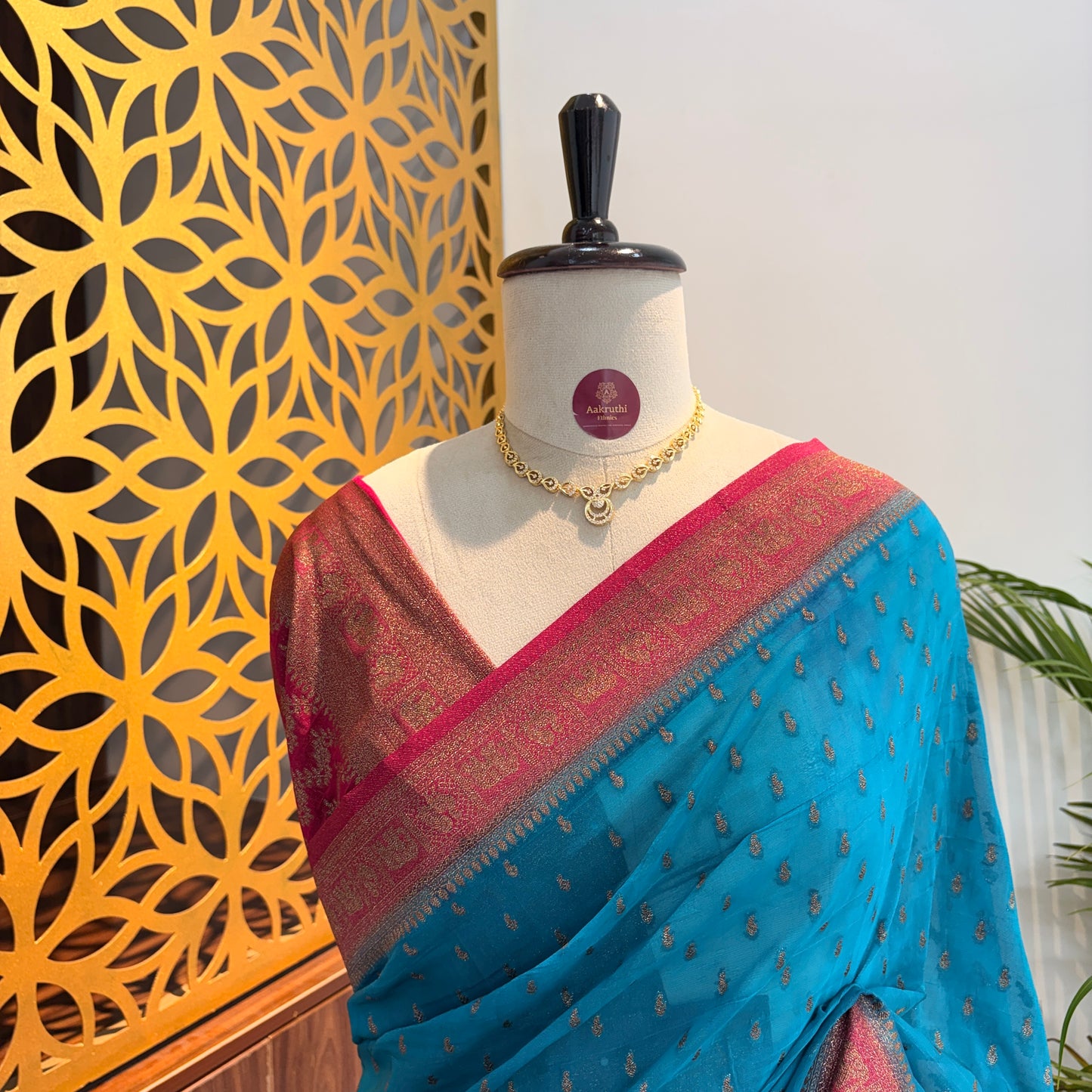 Sky Blue Georgette Semi Banarasi Saree