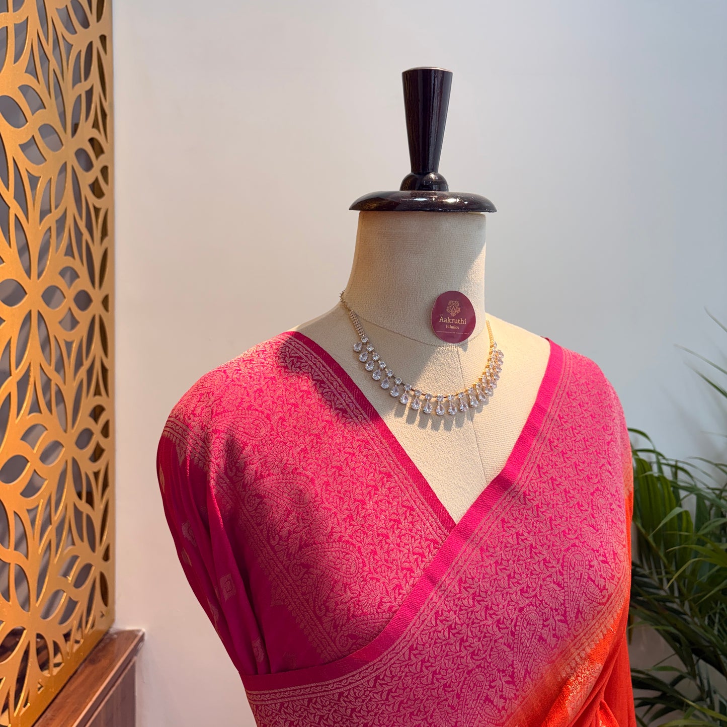 Orange Banarasi Semi Matka Silk Saree