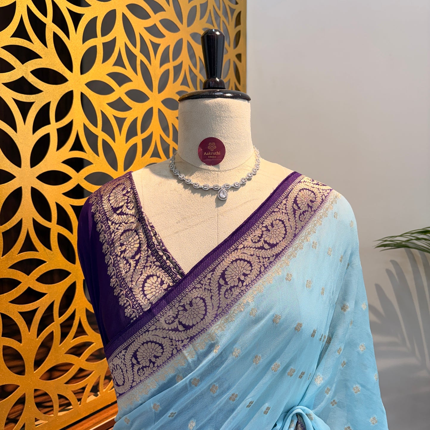 Baby Blue Semi Khaddi Georgette Saree