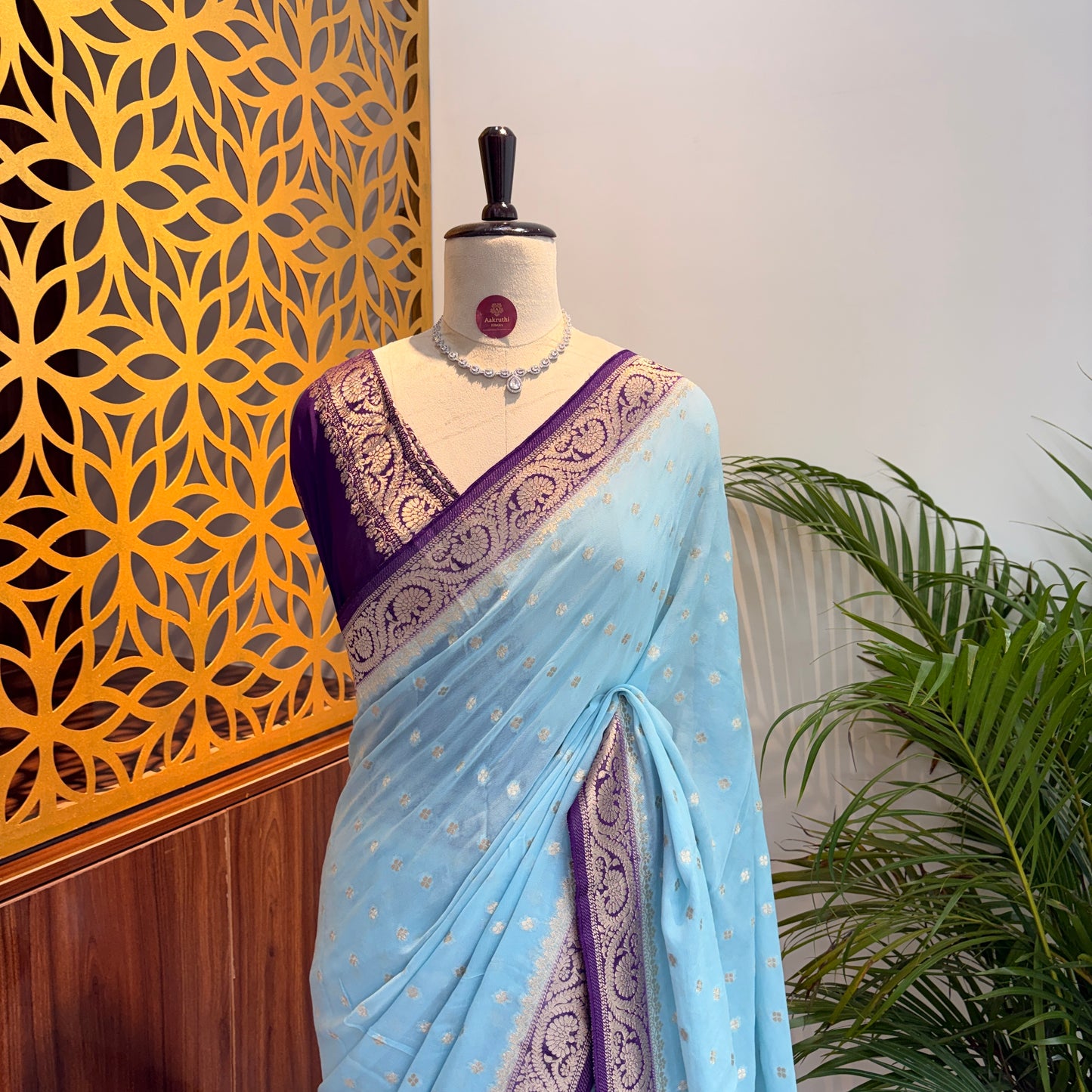 Baby Blue Semi Khaddi Georgette Saree