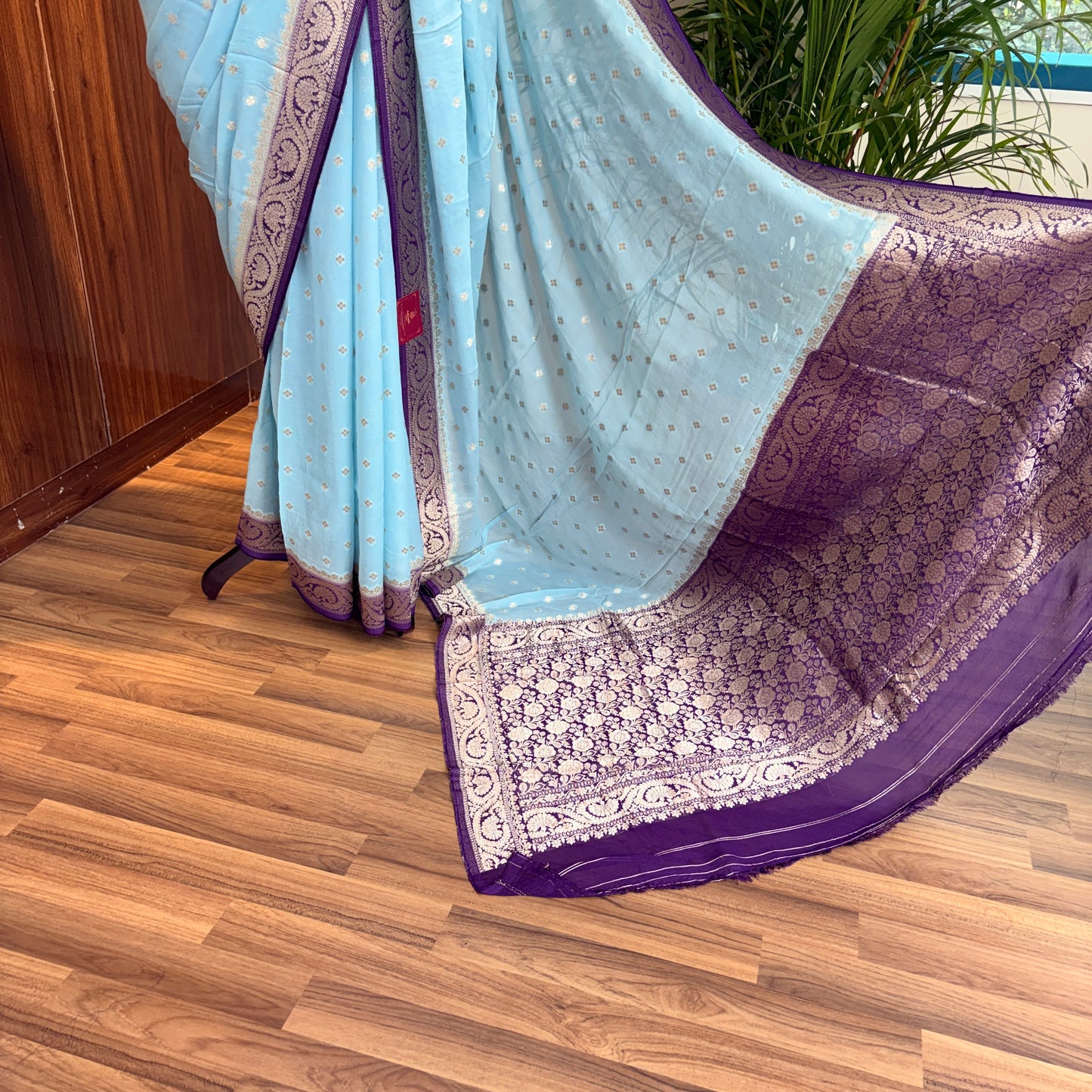 Baby Blue Semi Khaddi Georgette Saree
