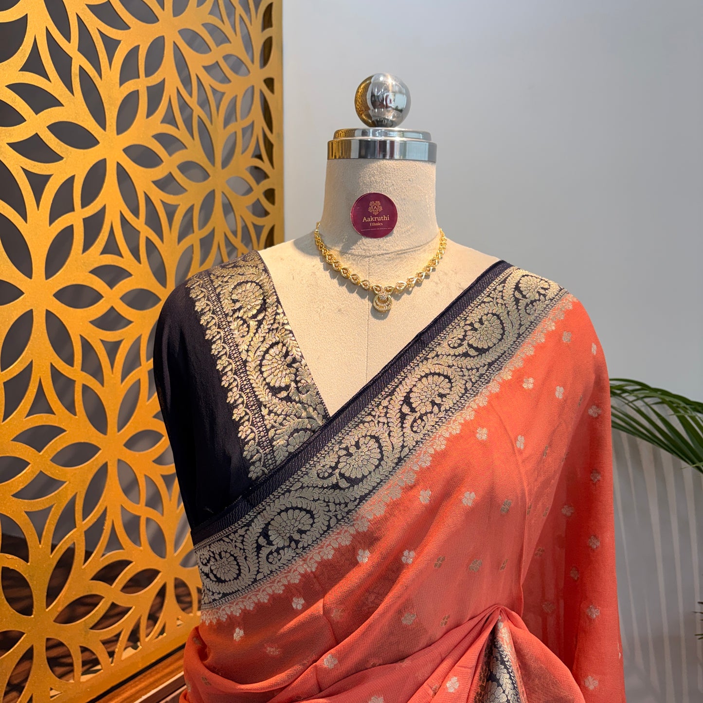 Peach Semi Khaddi Georgette Saree