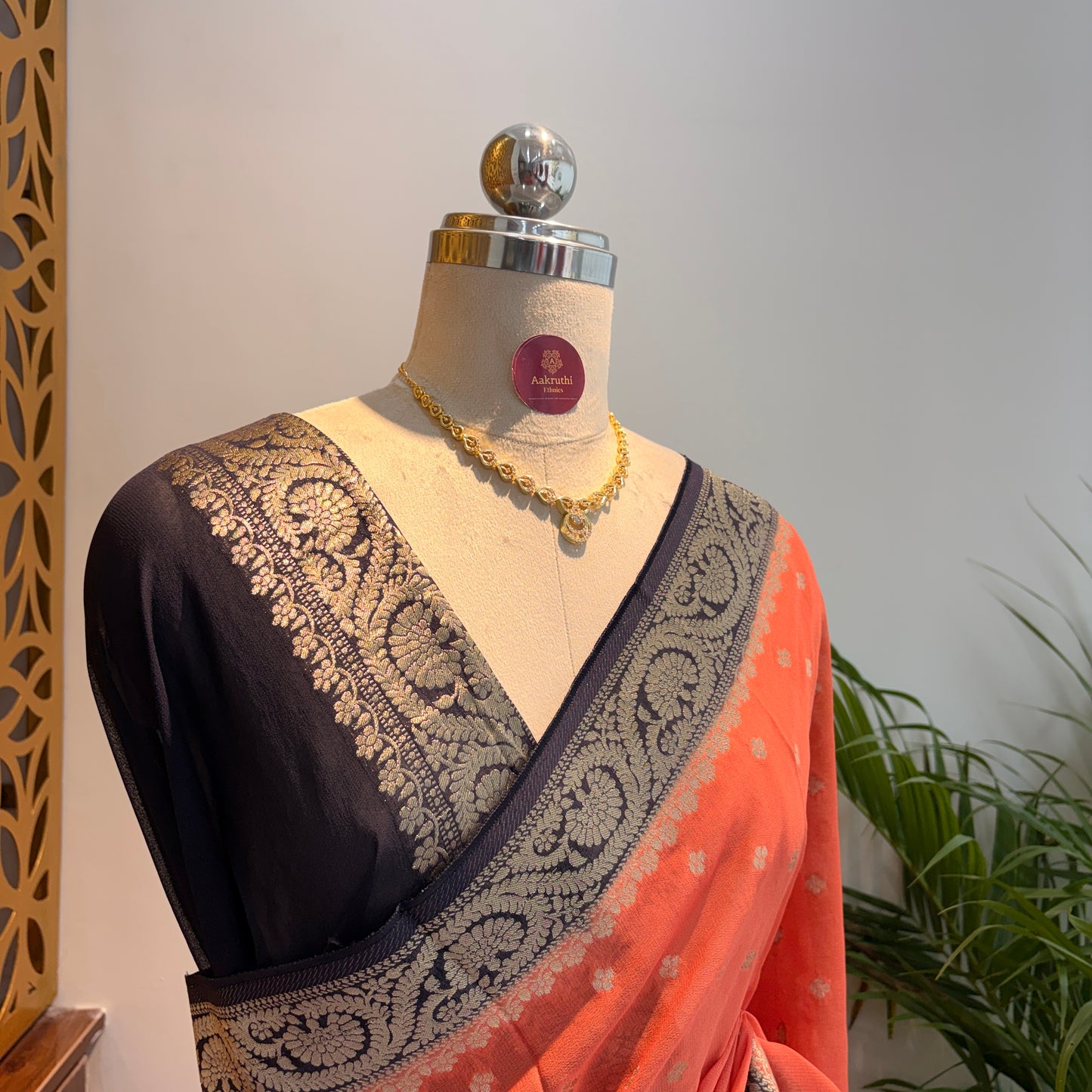 Peach Semi Khaddi Georgette Saree