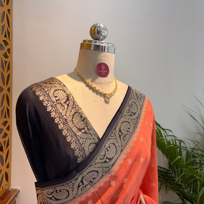 Peach Semi Khaddi Georgette Saree