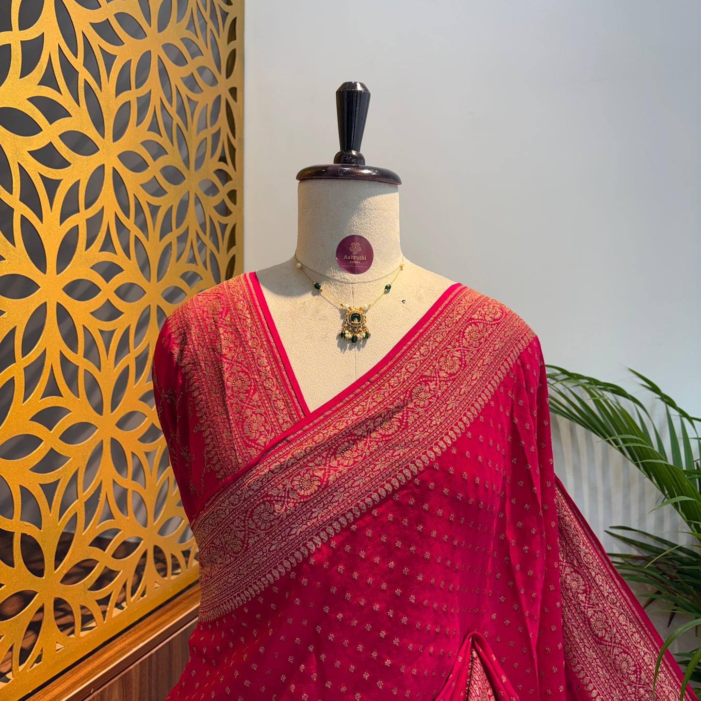 Pink Banarasi Pure Crepe Saree