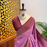 Mauve Banarasi Semi Matka Silk Saree