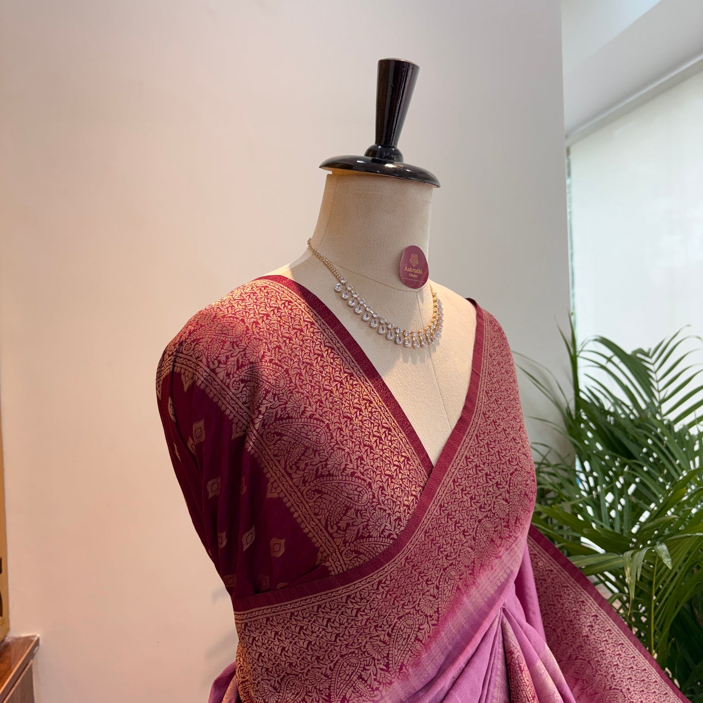 Mauve Banarasi Semi Matka Silk Saree