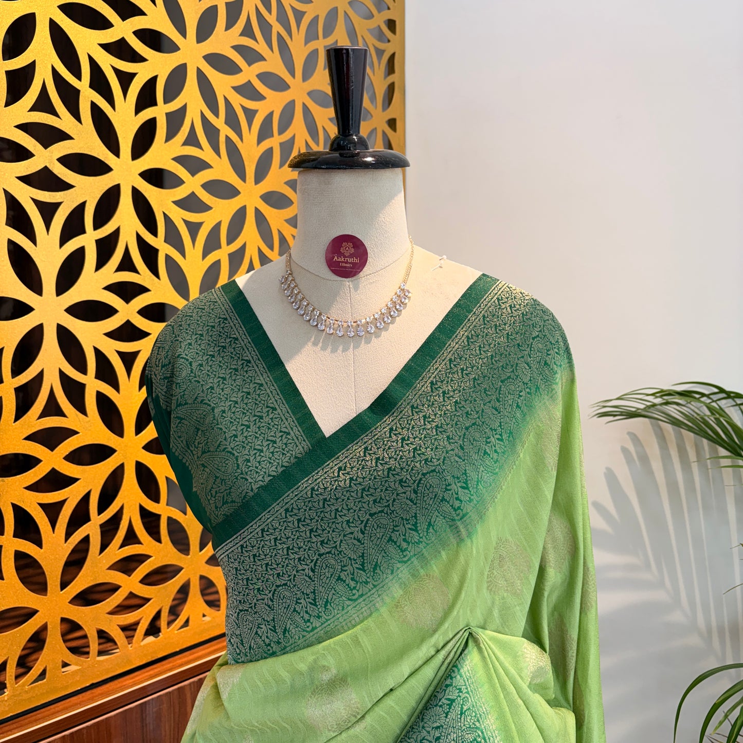Green Banarasi Semi Matka Silk Saree