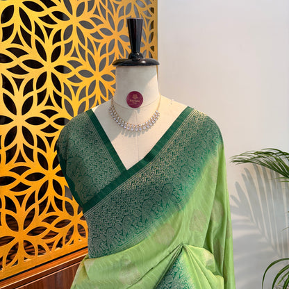 Green Banarasi Semi Matka Silk Saree