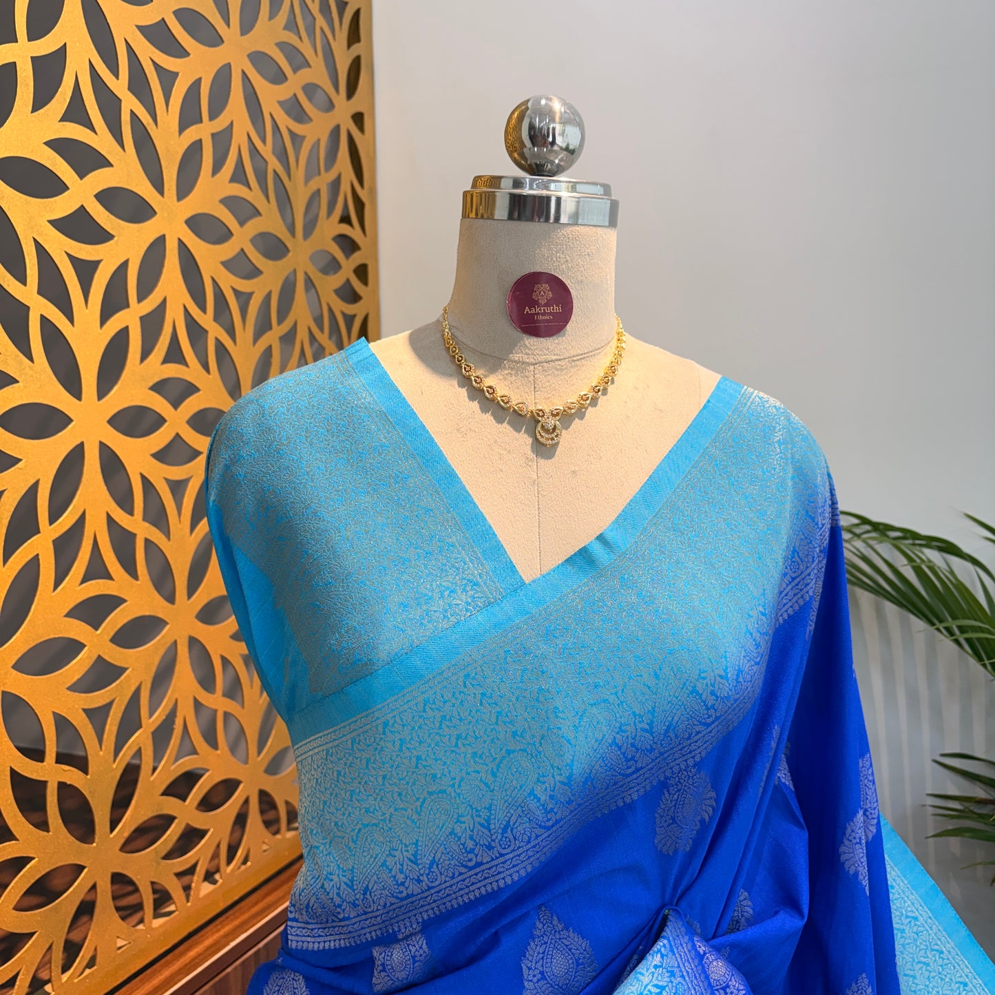 Blue Banarasi Semi Matka Silk Saree