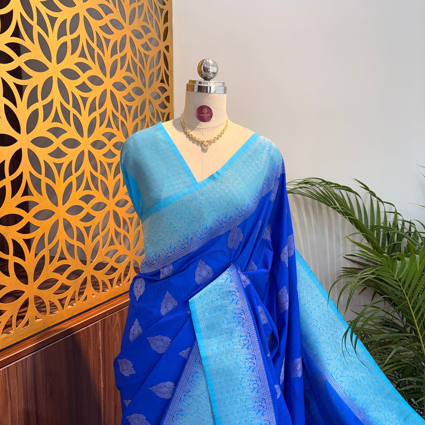 Blue Banarasi Semi Matka Silk Saree