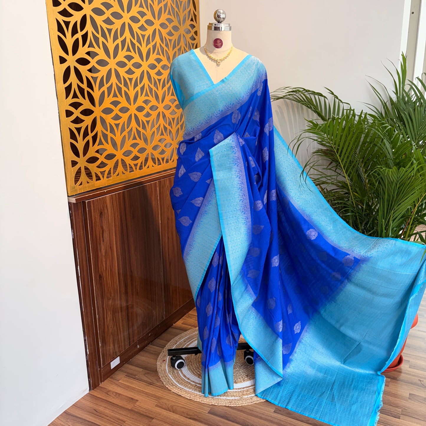 Blue Banarasi Semi Matka Silk Saree